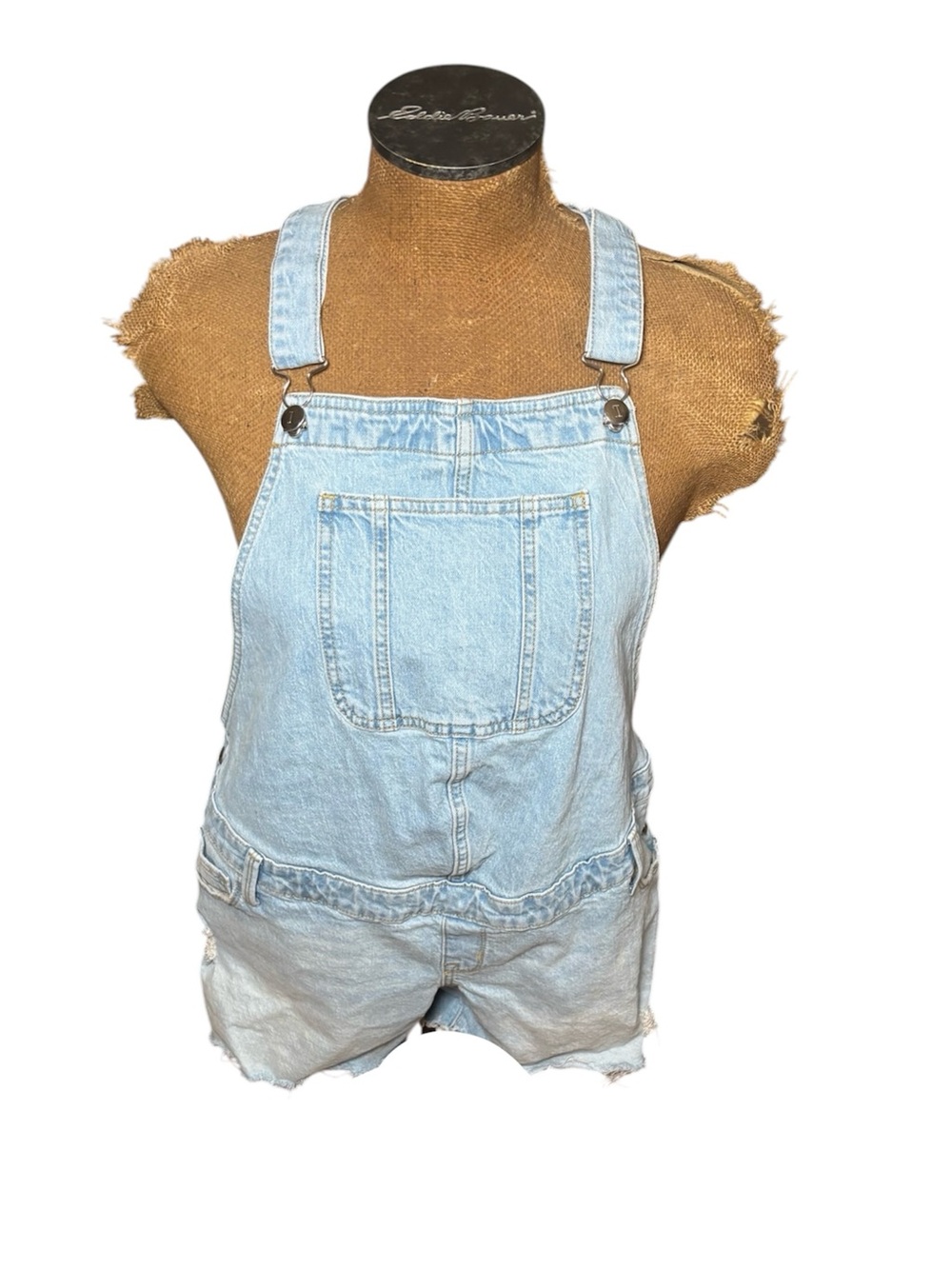 Isabel by Ingrid & Isabel Light Wash Denim Maternity Short Overalls Size 10
